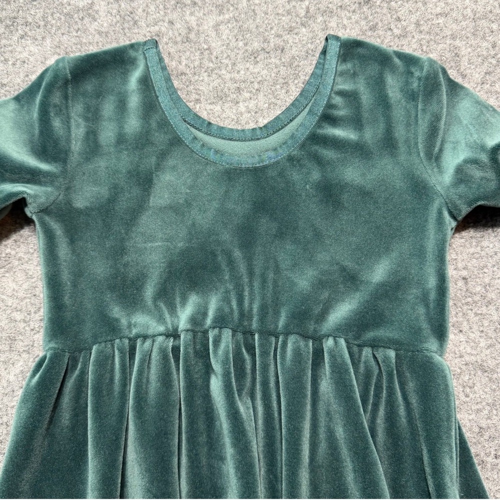 HANNA ANDERSSON Girls Green Velvet Long Sleeve Dress Pockets Size 4 100cm - Picture 7 of 7